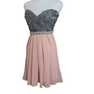 Y2K Dress 3/XS Prom Cocktail Party Fairy‎ Princess Coquette Beaded Pastel Pink